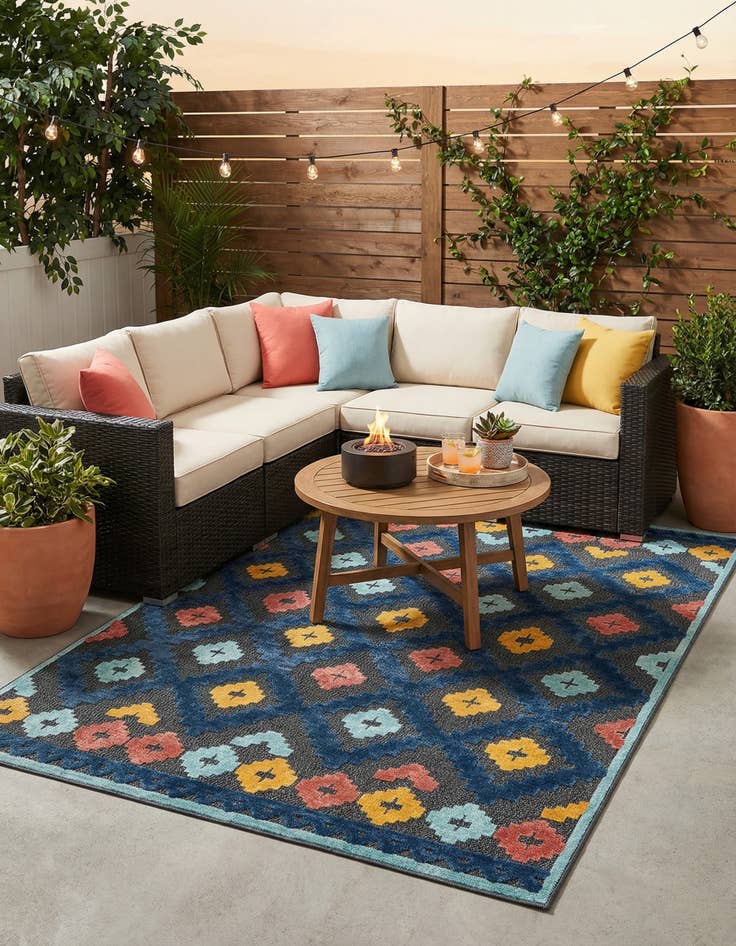 Detail image of  7' x 10'  Washable Belize Indoor / Outdoor Rug