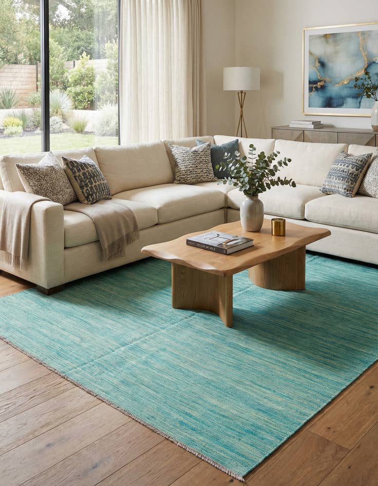 Detail image of 5' 7 x 8'  Hand Woven Kilim Modern Wool Rug