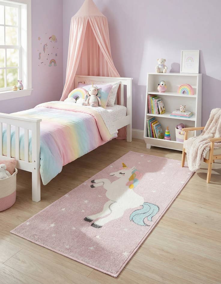 Detail image of 2' 2 x 3' 11 Unicorn Whimsy Kids Runner Rug