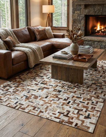 5' x 8' Cowhide Leather Rug
