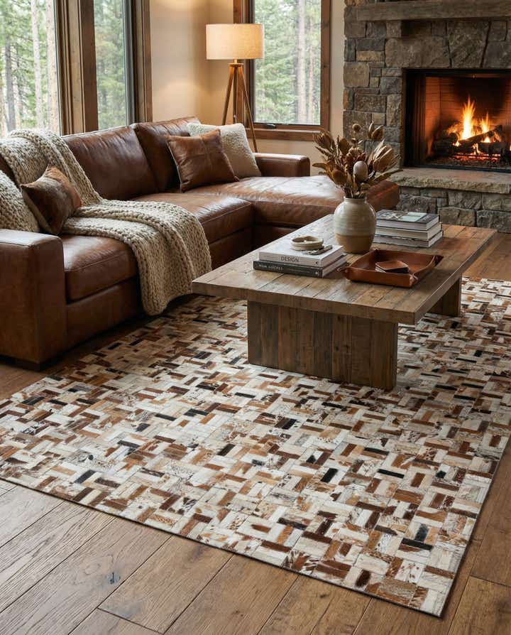 5' x 8' Cowhide Leather Rug