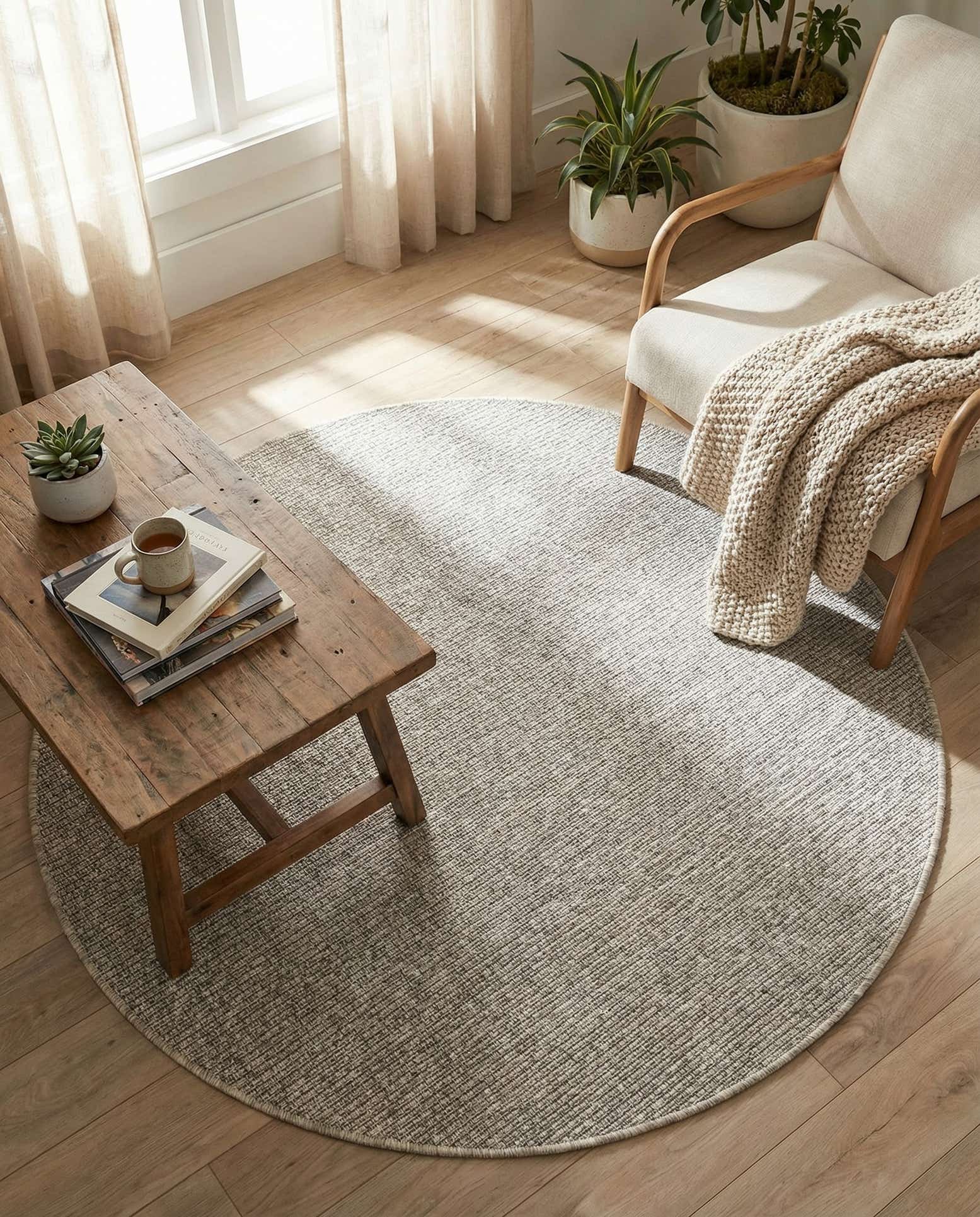 4' x 4' Easy-Clean Solid Indoor / Outdoor Round Rug