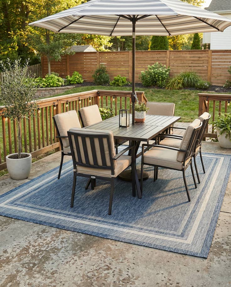 Detail image of 9' x 12' Easy-Clean Border Indoor / Outdoor Rug