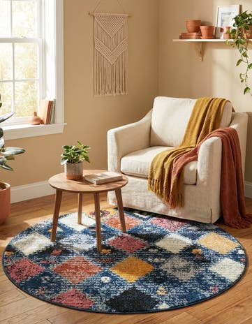 Blue Morocco Round Rug