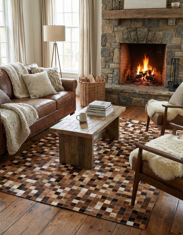 Detail image of 4' x 6' Cowhide Stocks Rug