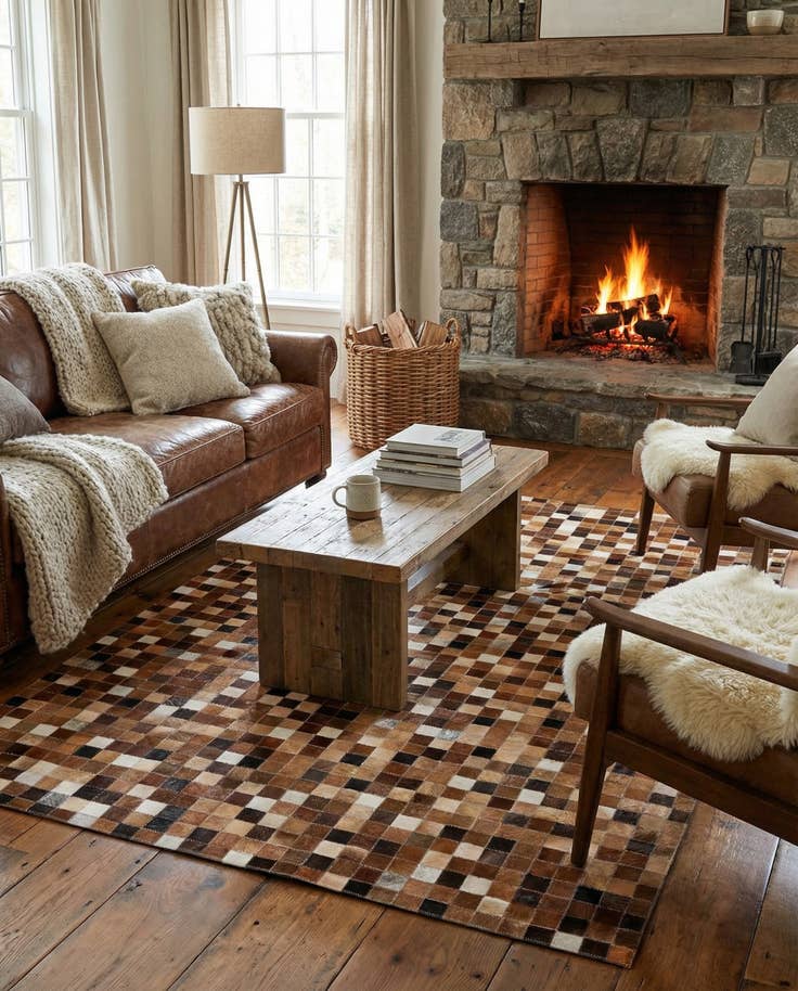 Detail image of 4' x 6' Cowhide Stocks Rug