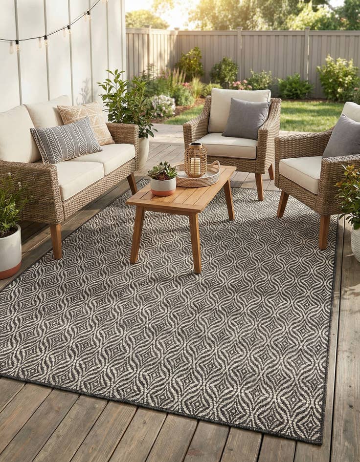 Detail image of 5' 3 x 7' Easy-Clean Trellis Indoor / Outdoor Rug