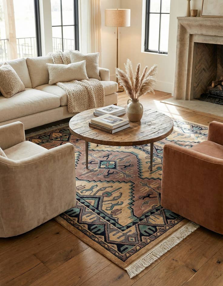 Detail image of  4' 3 x 6'  Hand Knotted Bokhara Oriental Rug