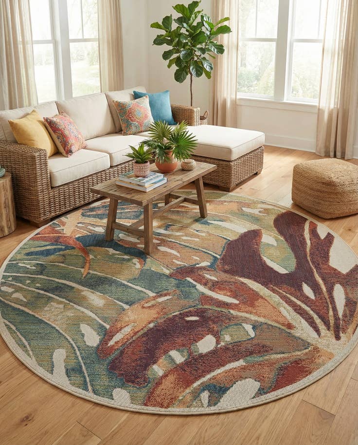 Detail image of 10' x 10' Easy-Clean Baja Indoor / Outdoor Round Rug