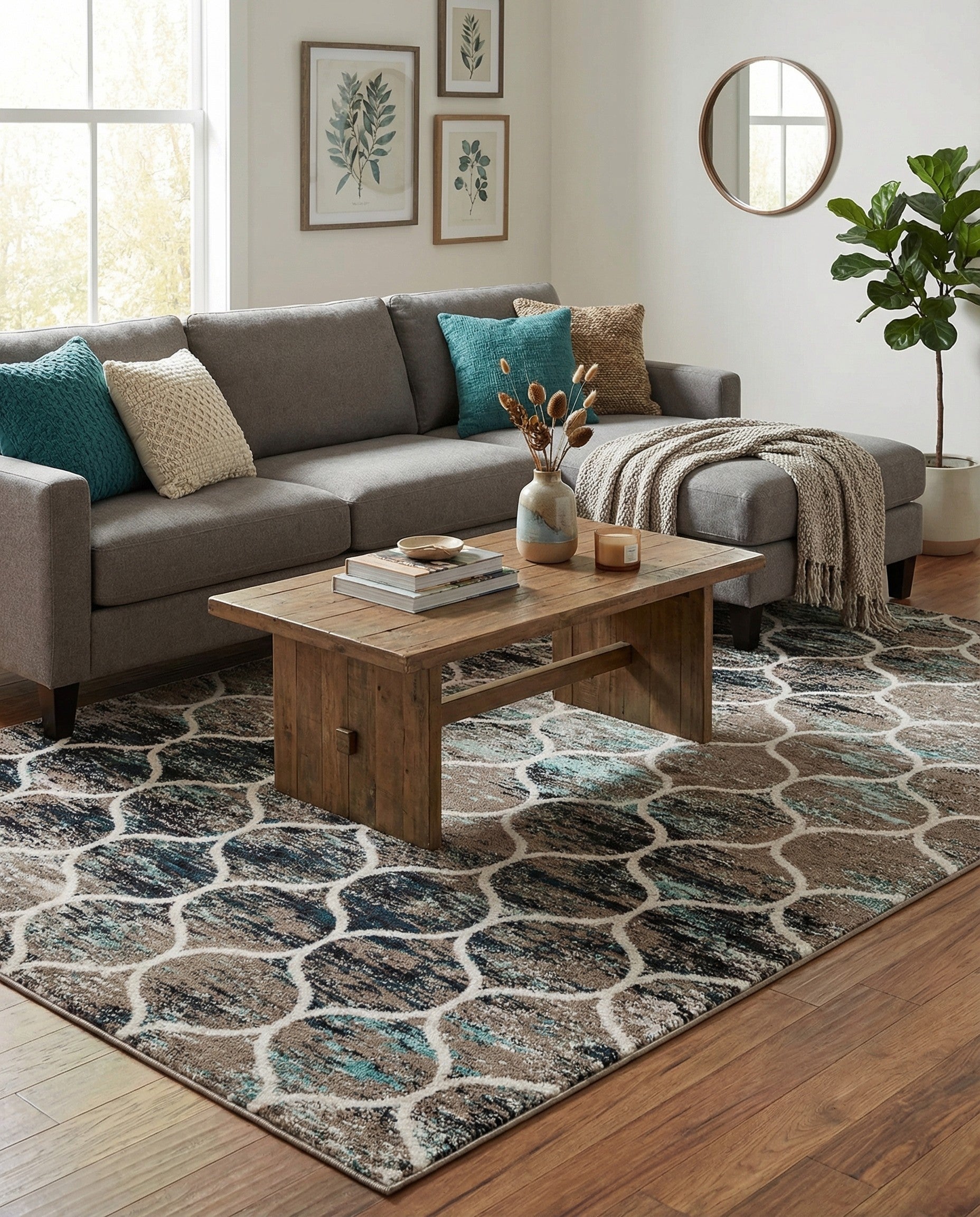  7' 10 x 11' Lattice Frieze Rug