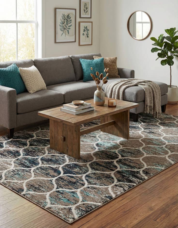 Detail image of  7' 10 x 11' Lattice Frieze Rug