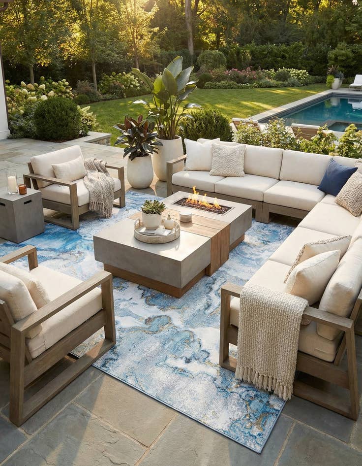 Detail image of 10' x 14'  Washable Modern Indoor / Outdoor Rug
