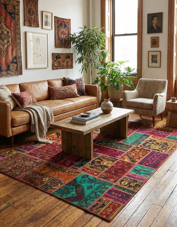 Detail image of 5' 8 x 7' 8  Hand Knotted Ultra Vintage Persian Wool Rug