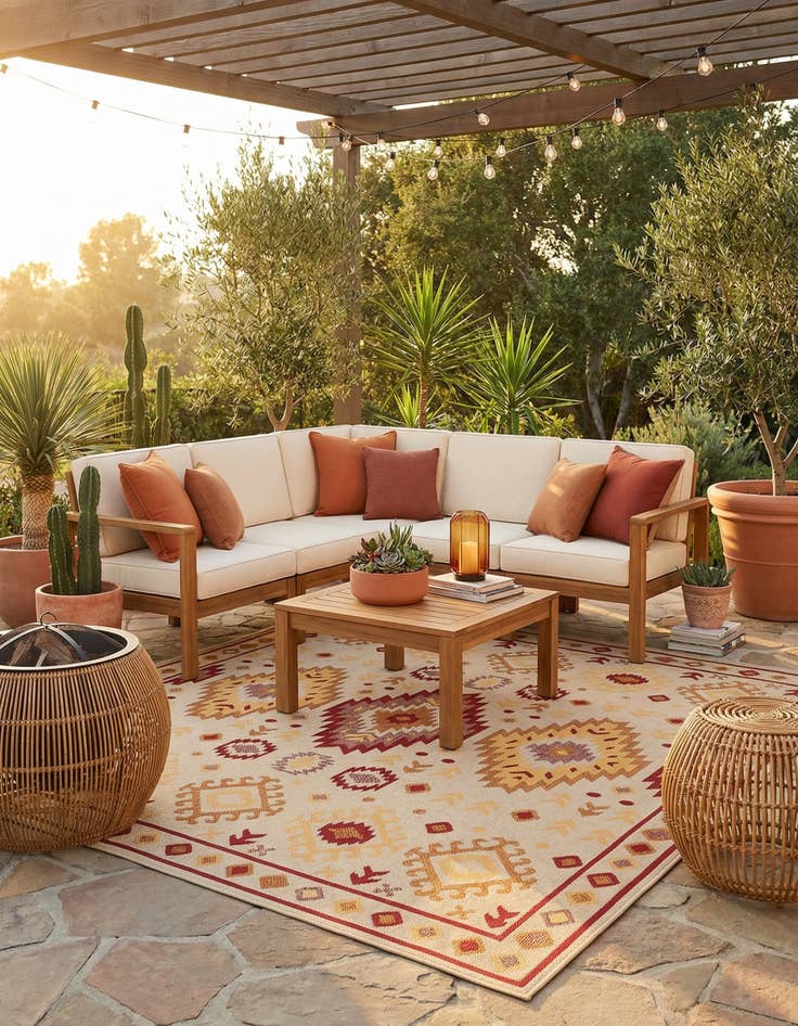 Detail image of  10' x 10'  Washable Baja Indoor / Outdoor Square Rug