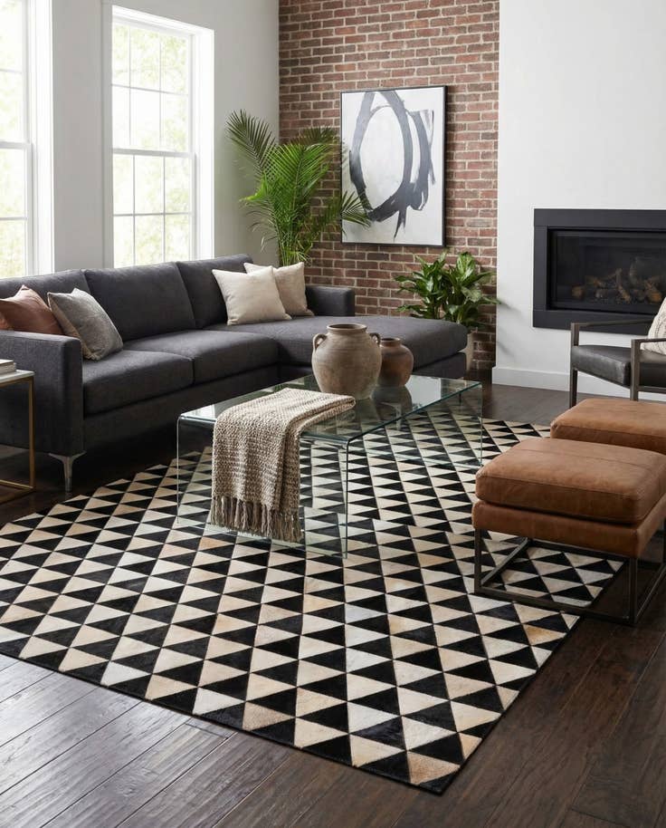 Detail image of 5' 1 x 8' 2 Cowhide Stocks Rug