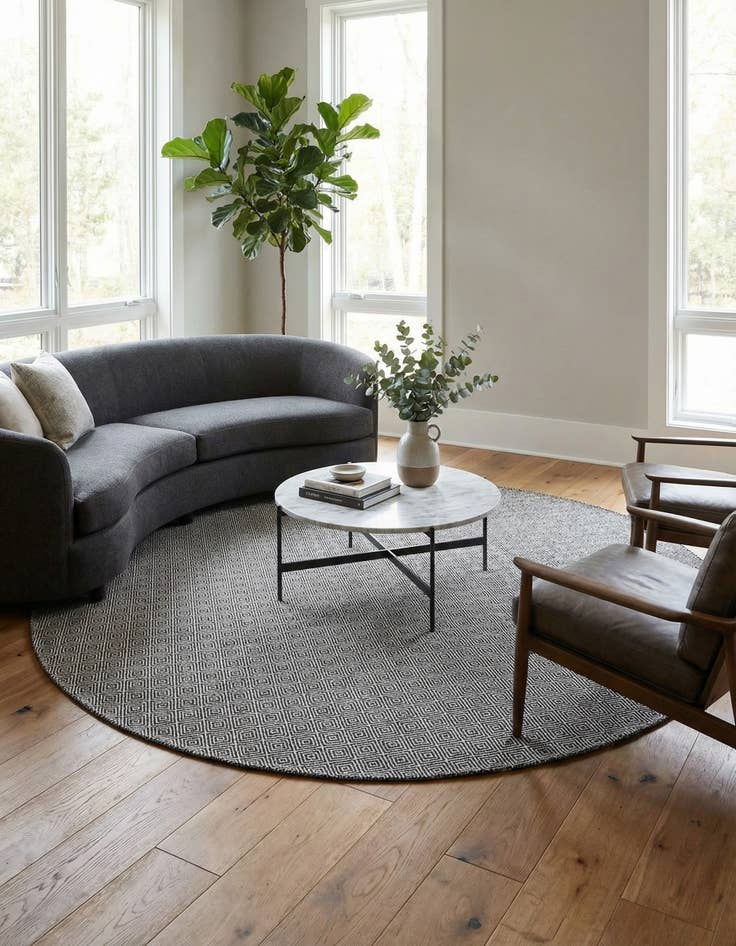 Detail image of 12' x 12' Geo Trellis Flatweave Round Rug