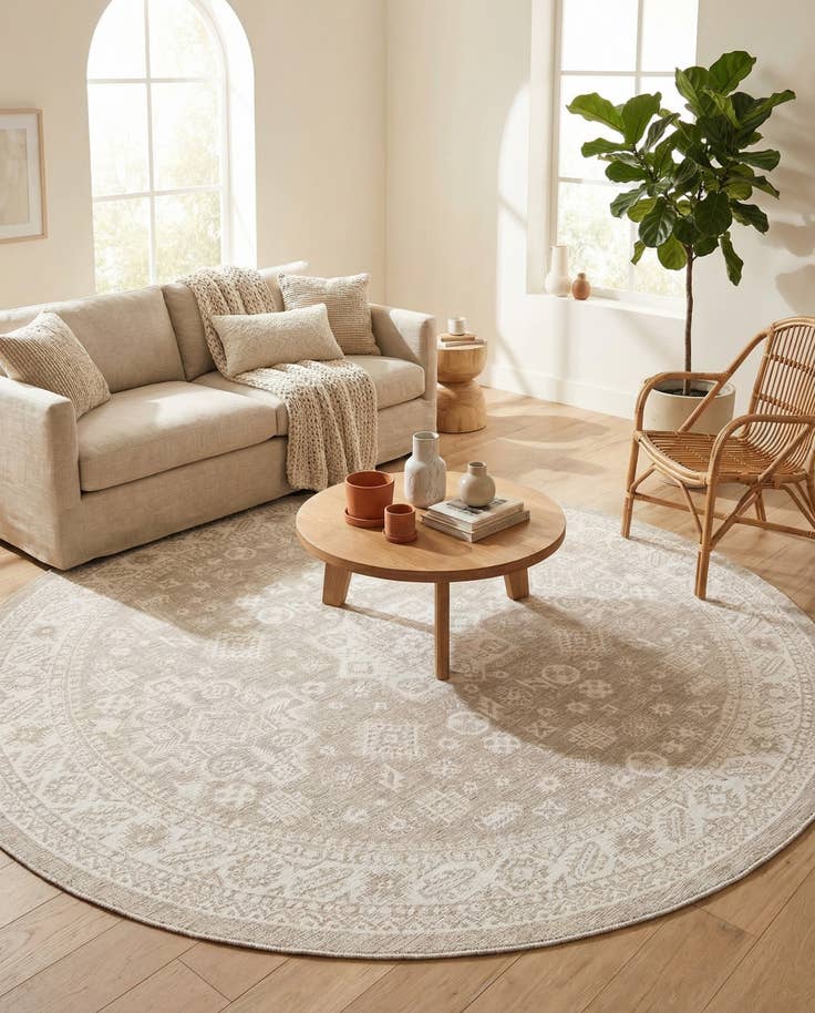 Detail image of 10' x 10' Easy-Clean Aztec Indoor / Outdoor Round Rug