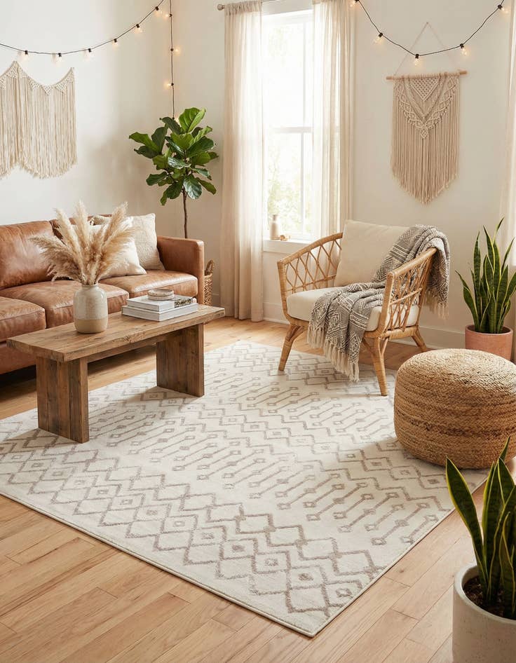 Detail image of 7' 10 x 7' 10 Bohemian Trellis Square Rug