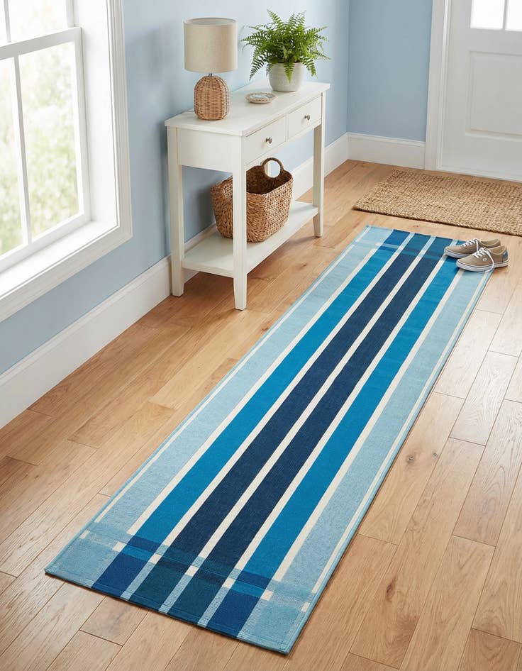 Detail image of 2' x 8' Easy-Clean Striped Indoor / Outdoor Runner Rug