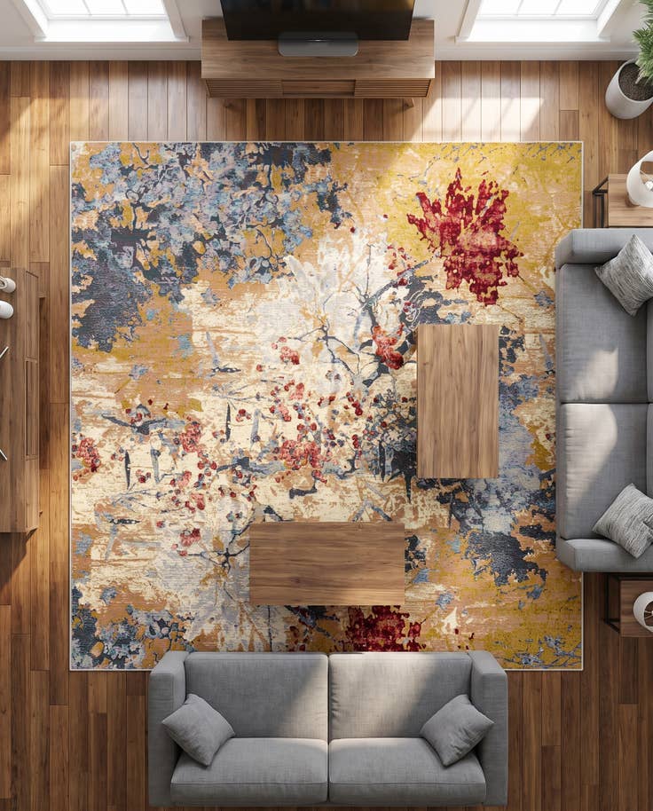Detail image of 7' 10 x 7' 10 Easy-Clean Modern Indoor / Outdoor Square Rug