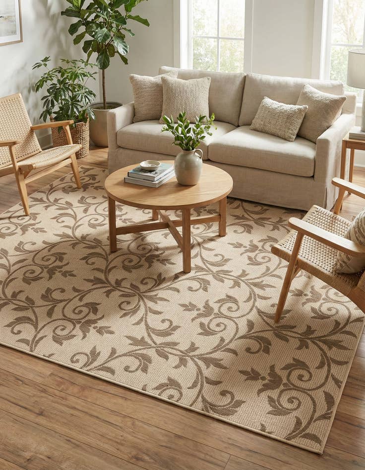 Detail image of 7' x 10'  Washable Botanical Indoor / Outdoor Rug