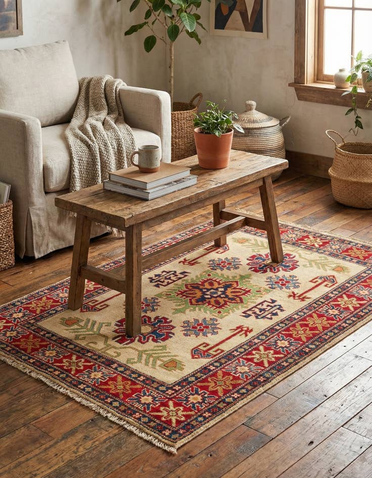 Detail image of 3' 5 x 4' 10  Hand Knotted Kazak Rug