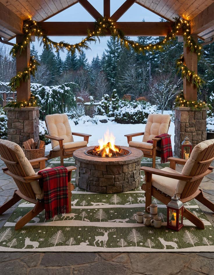 Detail image of 9' x 12'  Washable Holiday Indoor / Outdoor Rug