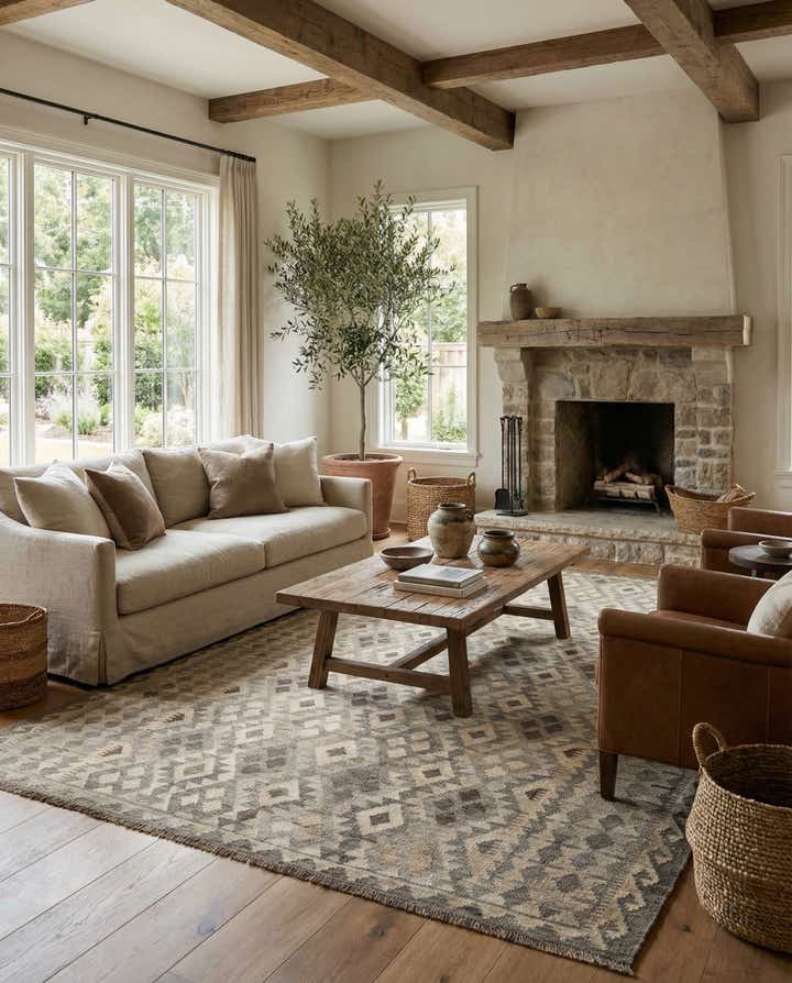 6' 9 x 9' 9 Hand Woven Kilim Maymana Wool Rug