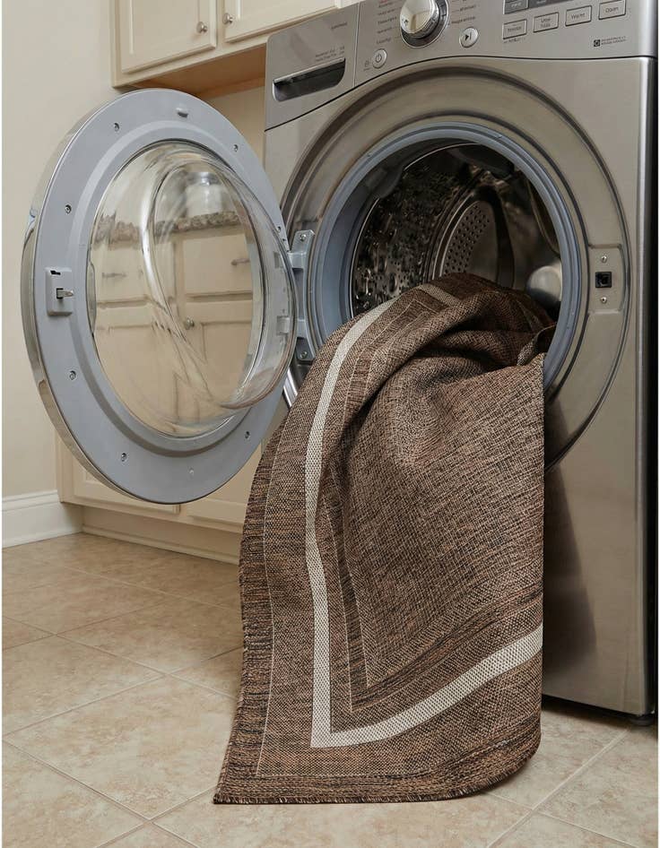 Detail image of 6' 1 x 6' 1  Washable Border Indoor / Outdoor Square Rug