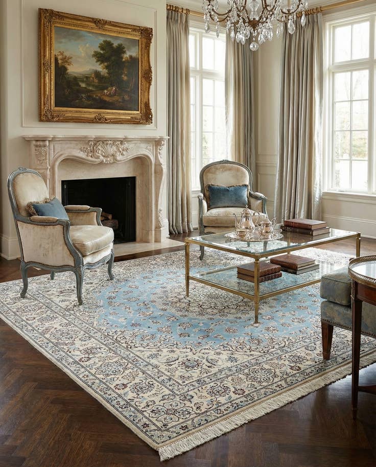 Detail image of 6' 6 x 6' 8 Hand Knotted Nain Rug