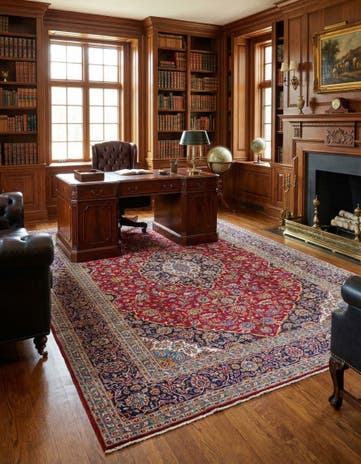 9' 10 x 13' 3 Hand Knotted Kashan Persian Wool Rug