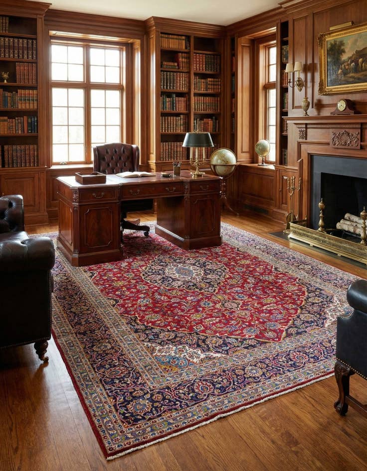 Detail image of  9' 10 x 13' 3  Hand Knotted Kashan Persian Wool Rug