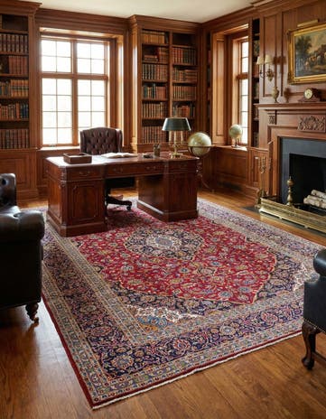 9' 10 x 13' 3 Hand Knotted Kashan Persian Wool Rug
