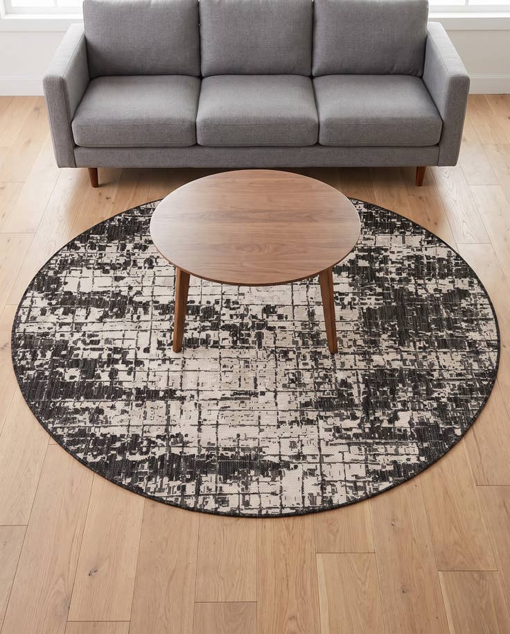 Detail image of 6' x 6' Easy-Clean Modern Indoor / Outdoor Round Rug