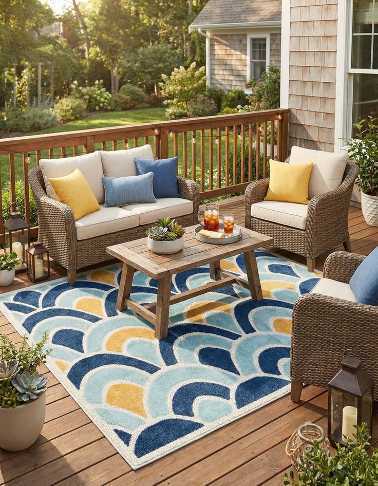 Detail image of 7' 10 x 7' 10  Washable Belize Indoor / Outdoor Square Rug