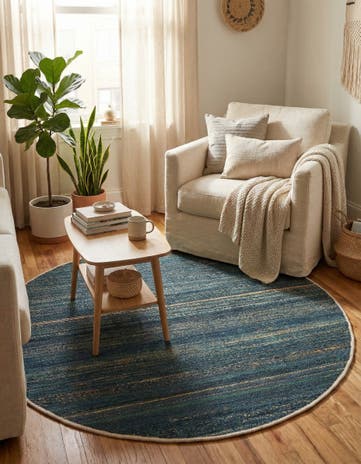 5' 3 x 5' 3 Hand Woven Palm Beach Jute Round Rug