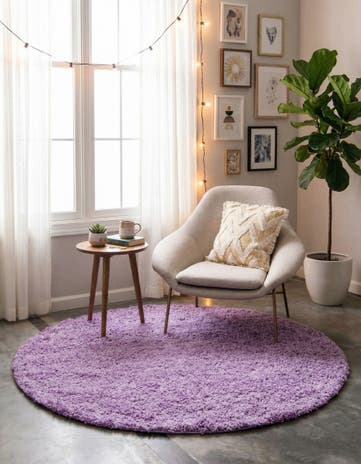 6' x 6' Solid Shag Round Rug