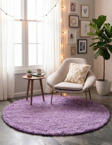 6' x 6' Solid Shag Round Rug