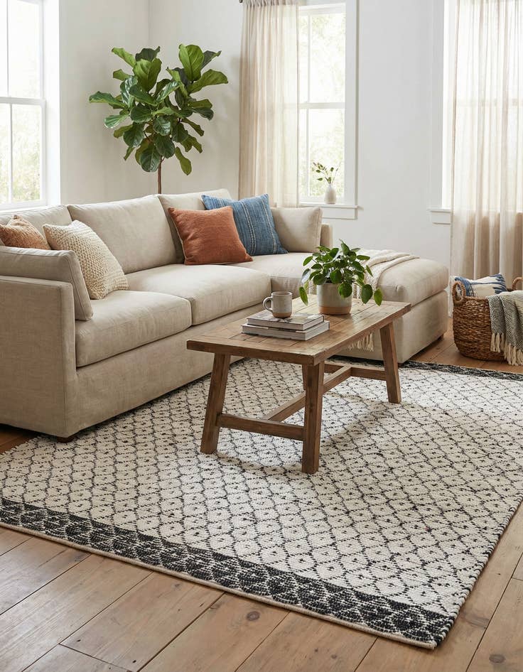 Detail image of  8' x 10'  Hand Woven Chindi Trellis Rug