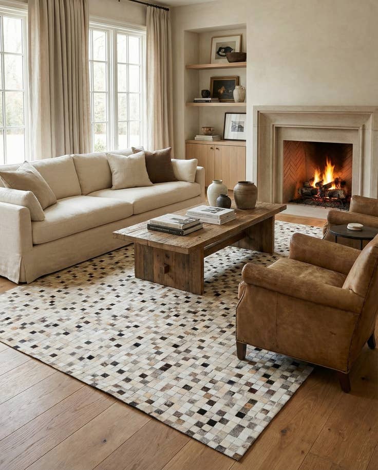 Detail image of 8' x 9' 10 Cowhide Stocks Rug