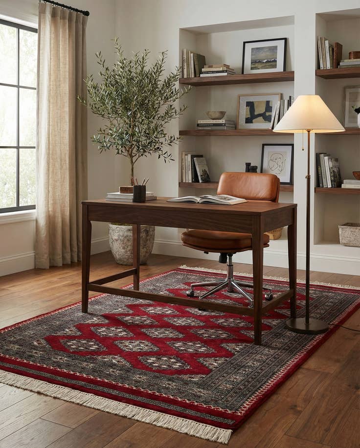 Detail image of 4' 2 x 6' 7 Hand Knotted Bokhara Oriental Wool Rug