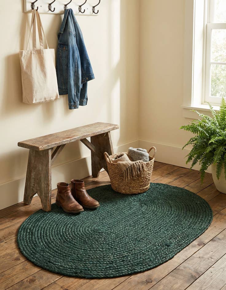 Detail image of 2' 2 x 3' 1  Hand Braided Jute Oval Rug