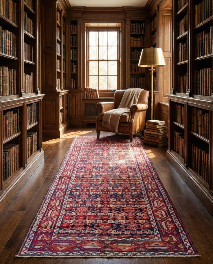 Detail image of 3' 7 x 10' Hand Knotted Malayer Persian Wool Runner Rug