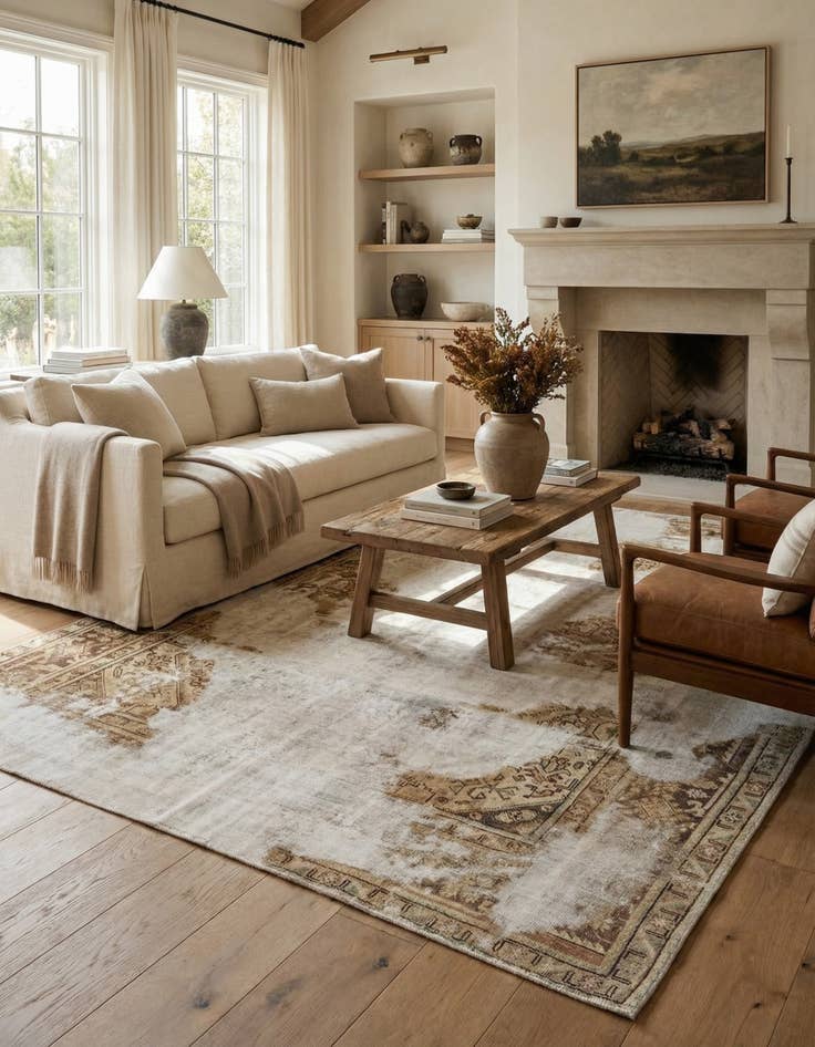 Detail image of 8' x 8' 9  Hand Knotted Ultra Vintage Persian Wool Square Rug