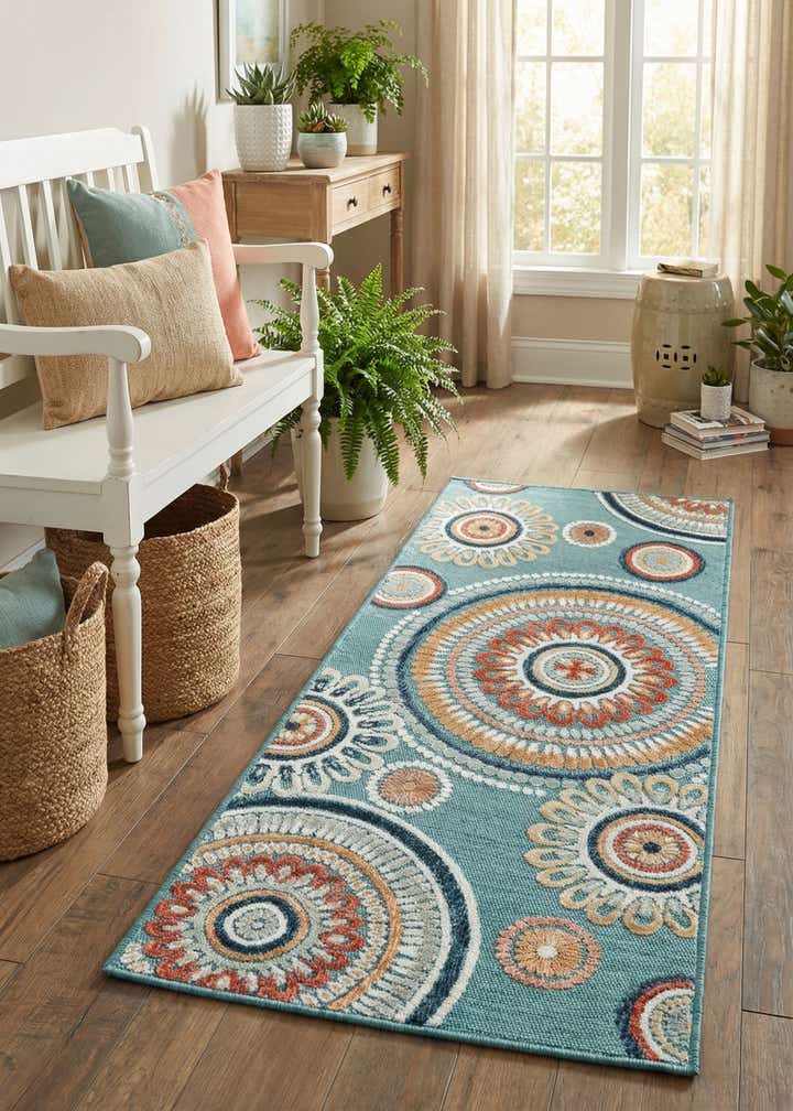 2' 2 x 5' 3 Easy-Clean Botanical Indoor / Outdoor Runner Rug