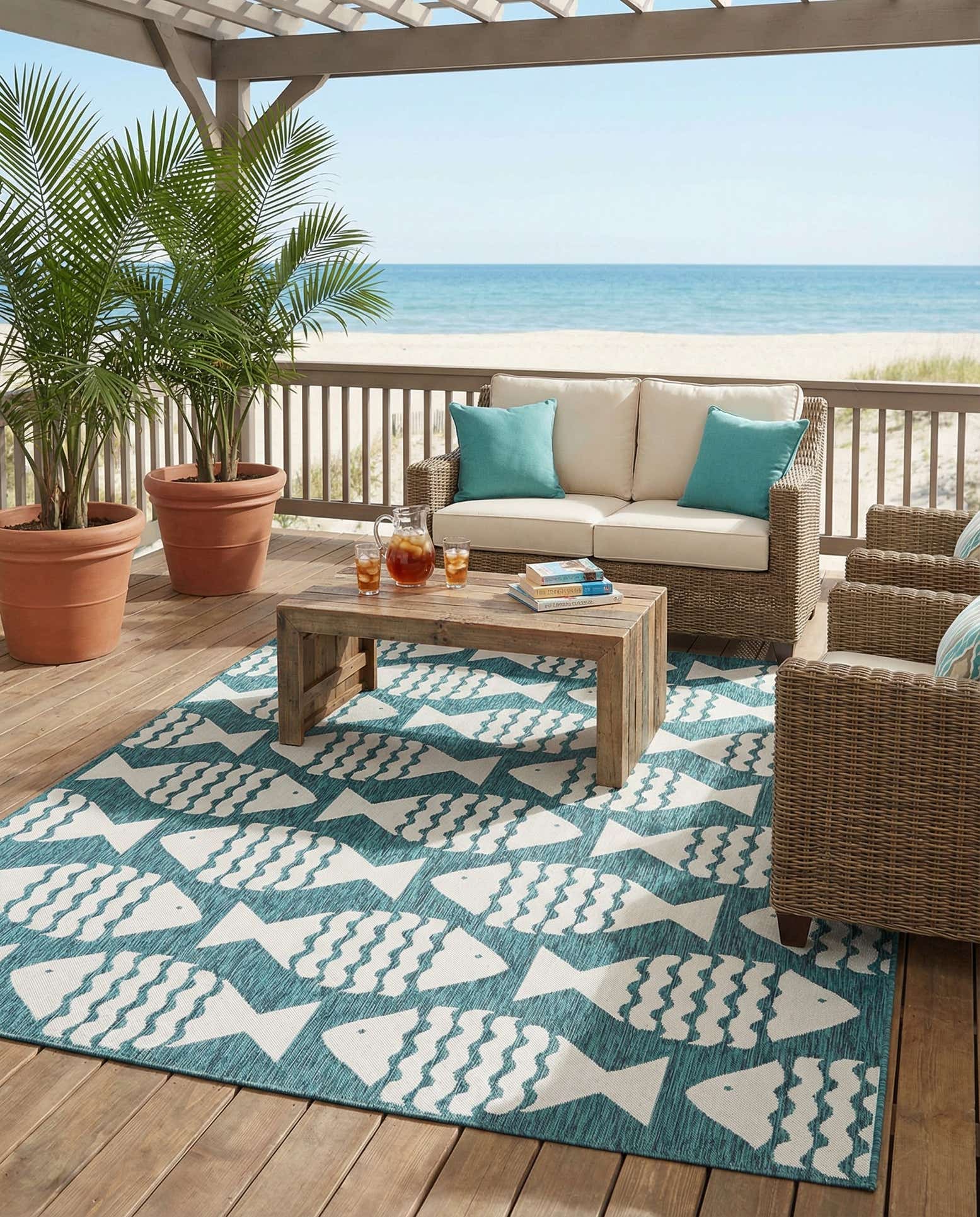 7' 10 x 10' Easy-Clean Coastal Indoor / Outdoor Rug