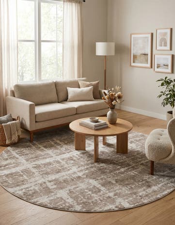 Light Brown Uptown Lexington Avenue Round Rug