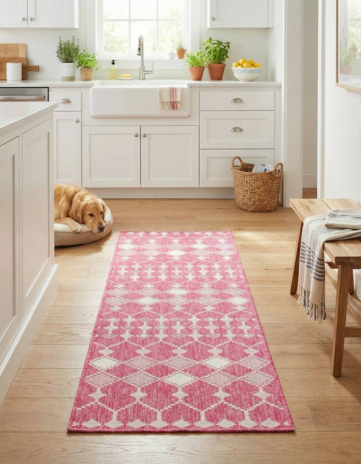 Detail image of 2' x 8' Easy-Clean Trellis Indoor / Outdoor Runner Rug