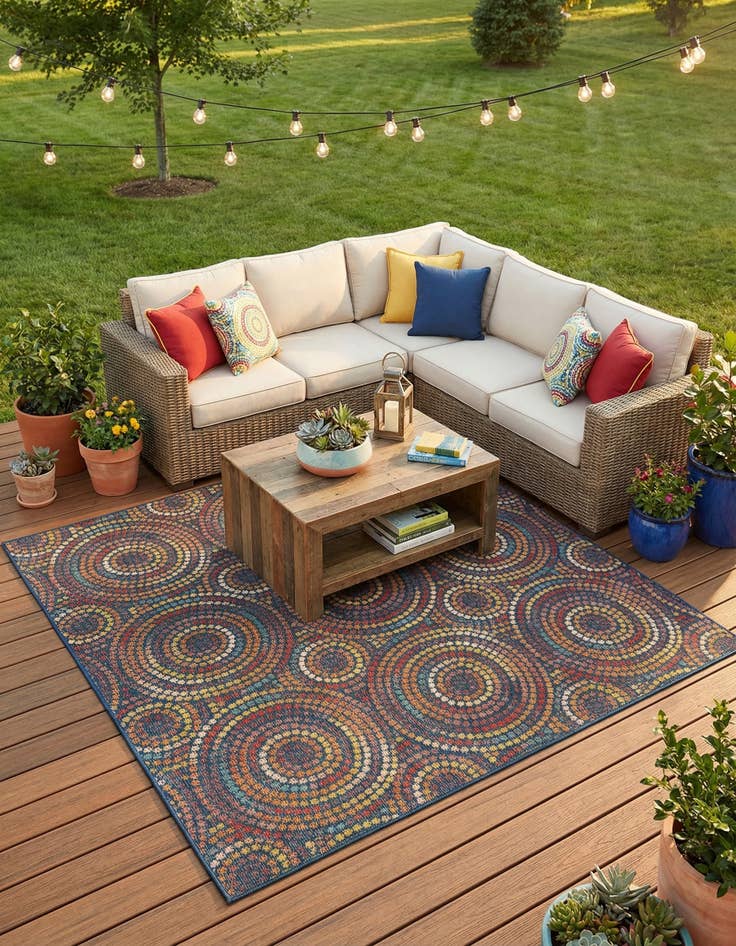Detail image of 7' 10 x 7' 10  Washable Baja Indoor / Outdoor Square Rug