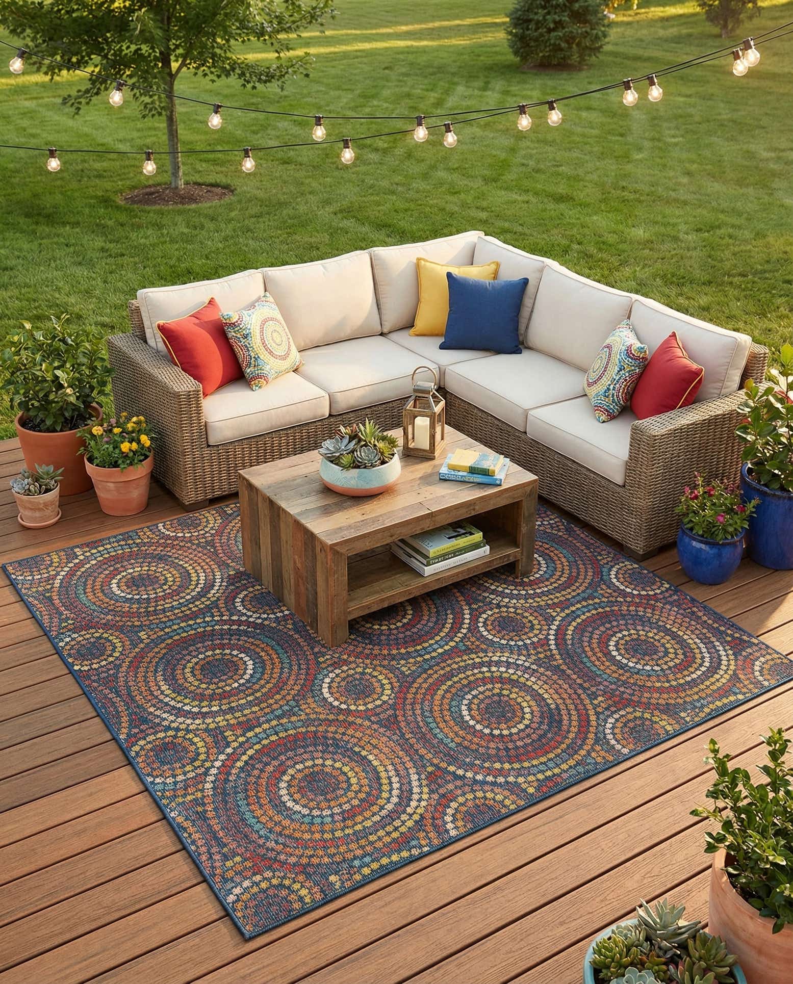 7' 10 x 7' 10 Easy-Clean Baja Indoor / Outdoor Square Rug